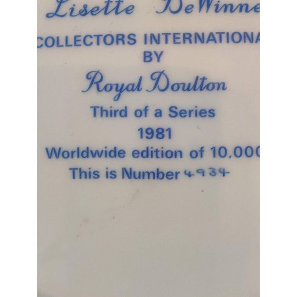 COLLECTOR PLATE BY LISETTE DE WINNE ROYAL DOULTON NOBLE HERITAGE #4934 - Picture 5 of 7
